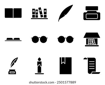 library  reading and writing icon symbol vector template collection