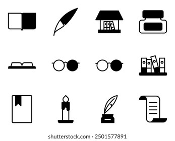 library  reading and writing icon symbol vector template collection