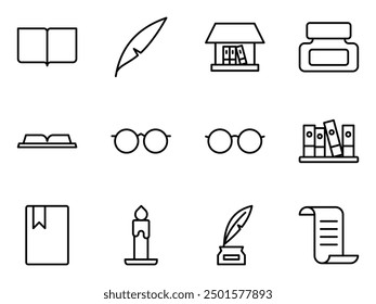 library  reading and writing icon symbol vector template collection