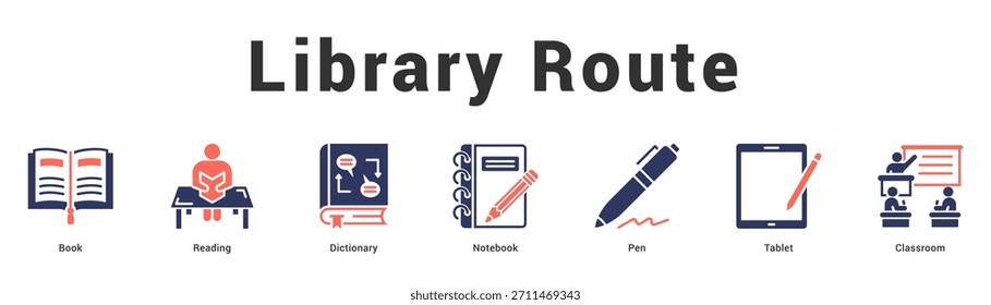 Biblioteca Ilustración de Anuncio de Web moderno y limpio con íconos temáticos para la comunicación visual