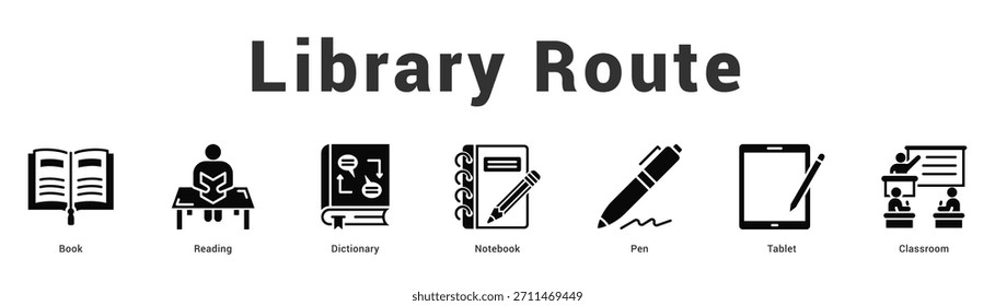 Biblioteca Ilustración de Anuncio de Web moderno y limpio con íconos temáticos para la comunicación visual
