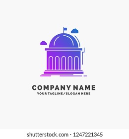 Library, school, education, learning, university Purple Business Logo Template. Place for Tagline.