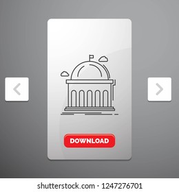Library, school, education, learning, university Line Icon in Carousal Pagination Slider Design & Red Download Button