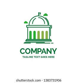 Library, school, education, learning, university Flat Business Logo template. Creative Green Brand Name Design.