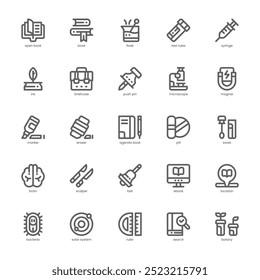 Library and Science icon pack for your website, mobile, presentation, and logo design. Library and Science icon outline design. Vector graphics illustration and editable stroke.