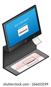 A library self check out / loans machine. With a library card.