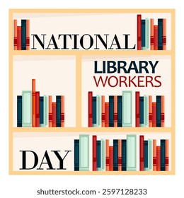 Library shelf with books and lettering for National Library Day