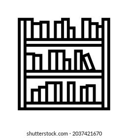 library shelf with books line icon vector. library shelf with books sign. isolated contour symbol black illustration