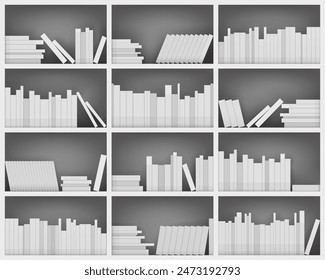 Library shelves with books. Vector illustration