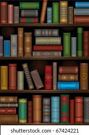 a library shelves with old books