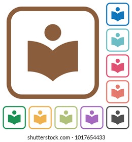 Library simple icons in color rounded square frames on white background