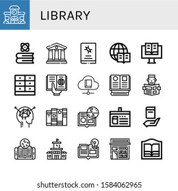 library simple icons set. Contains such icons as School, Book, Courthouse, Encyclopedia, Ebook, Drawer, Reading, Books, Learning, Online learning, can be used for web, mobile and logo