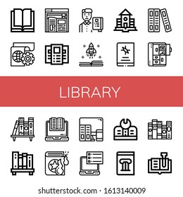 library simple icons set. Contains such icons as Reading, Learning, Ebook, Brochure, Student, Book, School, Cabinet, Bookshelf, Spell book, can be used for web, mobile and logo