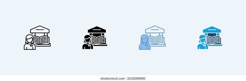Concepto de Ilustración vectorial del icono del personal de Biblioteca
