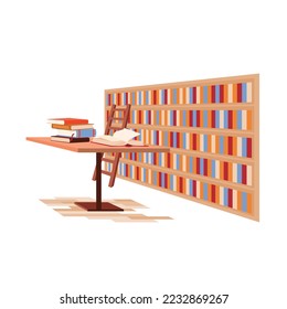 library study reading  color illustration