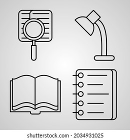 Library Symbol Collection On White background Library Outline Icons
