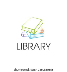 Library, template for logo with book. Sketch
