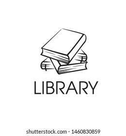 Library, template for logo with book. Sketch