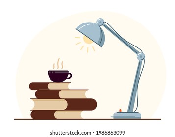 Library theme self-education vector concept flat illustration isolated over white, empty chair for intellectual worker analytics, education theme studying, college or university student.