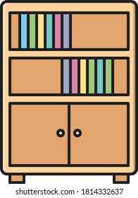 Vektorflachfarbensymbol der Bibliothek 