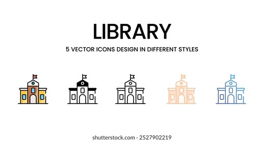 Library vector icons set stock illustration