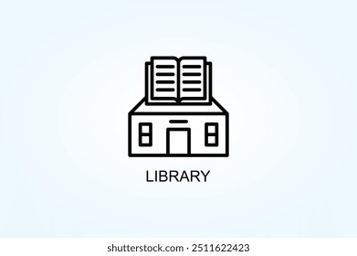 Bibliothek, Vektorgrafik oder Logo-Symbol-Abbildung