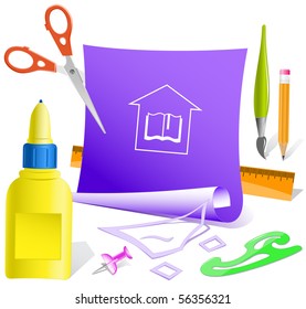 Library. Vector paper template.