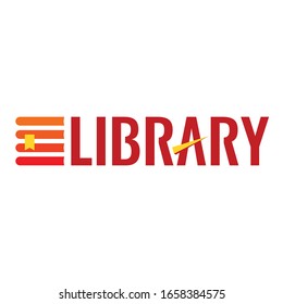 library word and book tower. library logo