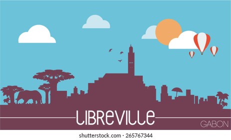 Libreville city Gabon skyline silhouette flat design vector illustration