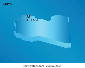 Mapa isométrico LIBYA 3D con la marca Capital Trípoli Diseño de la ilustración vectorial