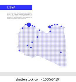 Libya - abstract infographic map with lines, circles.