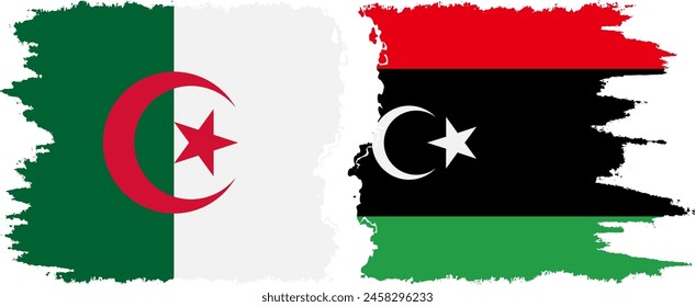Libia y Argelia grunge banderas conexión, Vector
