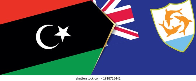 Libya and Anguilla flags, two vector flags symbol of relationship or confrontation.