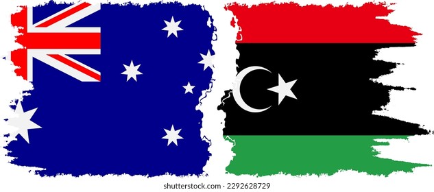 Conexión de banderas de grifo de Libia y Australia, vector