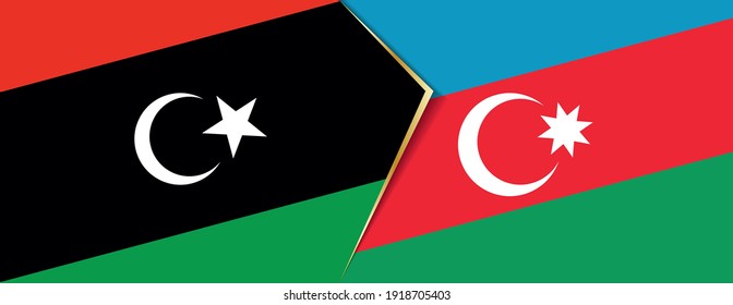 Libya and Azerbaijan flags, two vector flags symbol of relationship or confrontation.