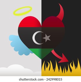 Libya background of a heart half demon half angel