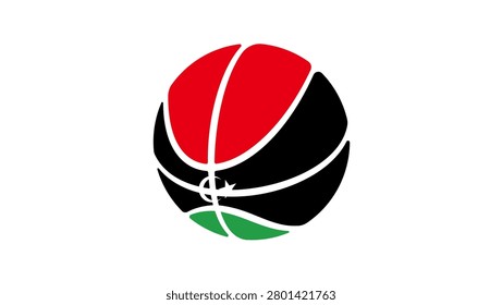 Libya basketball flag, color vector illustration