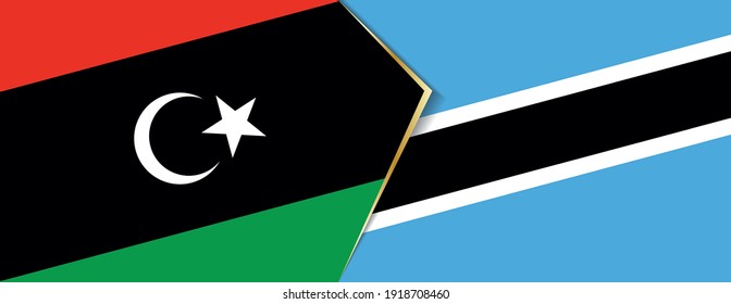 Libya and Botswana flags, two vector flags symbol of relationship or confrontation.