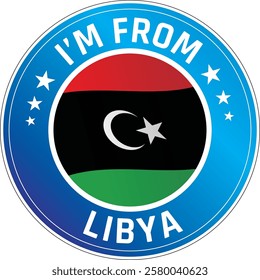 I'm From Libya. Can be used as a sticker or a badge on bikes, helmets, cars, tail box on bikes, suitcase, backpacks, keychains and more.