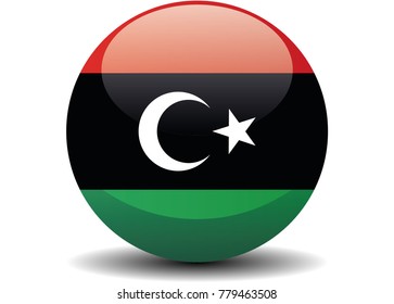 Libya circle button flag background texture. Vector illustration.