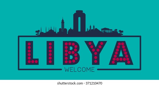 Libya city skyline typographic illustration vector design