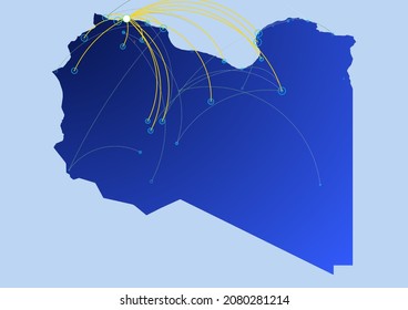 Mapa conceptual de Libia, ilustración de Libia para internet o innovación o tecnología. El archivo es adecuado para la edición digital y las impresiones de todos los tamaños.