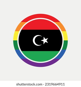 Libya country flag circle - lgbt flag graphic element Illustration template design
