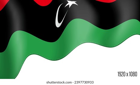 Libya country flag realistic independence day background. Libyan commonwealth banner in motion waving, fluttering in wind. Festive patriotic HD format template for independence day