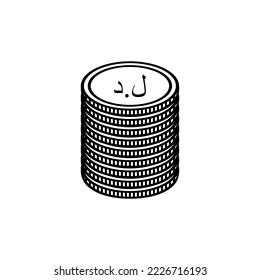 Símbolo de icono de moneda libia, dinar libio, signo de LYD. Ilustración vectorial