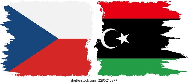 Conexión de banderas de grifo de Libia y la República Checa, vector