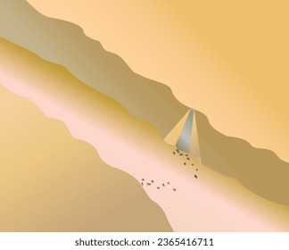 Libya dam collapse, River in the desert, nature landscape.