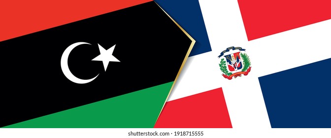 Libya and Dominican Republic flags, two vector flags symbol of relationship or confrontation.