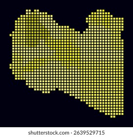 Libya dotted map. Digital style map of the country on dark background. Libya shape with square dots. Colored dots style. Large size squares. Amazing vector illustration.