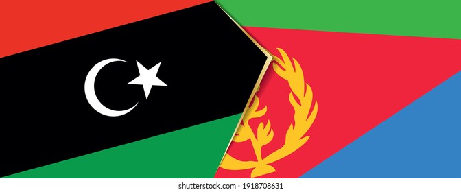 Libya and Eritrea flags, two vector flags symbol of relationship or confrontation.